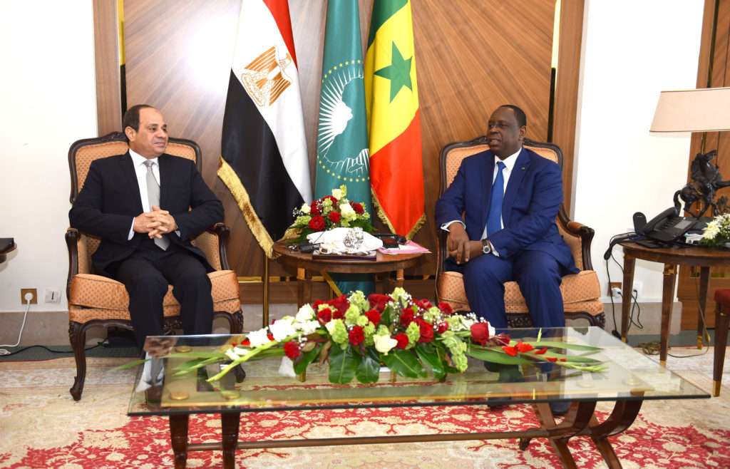 President Abdel Fattah El Sisi with his counterpart Macky Sall in Senegal in April 2019- Press Photo