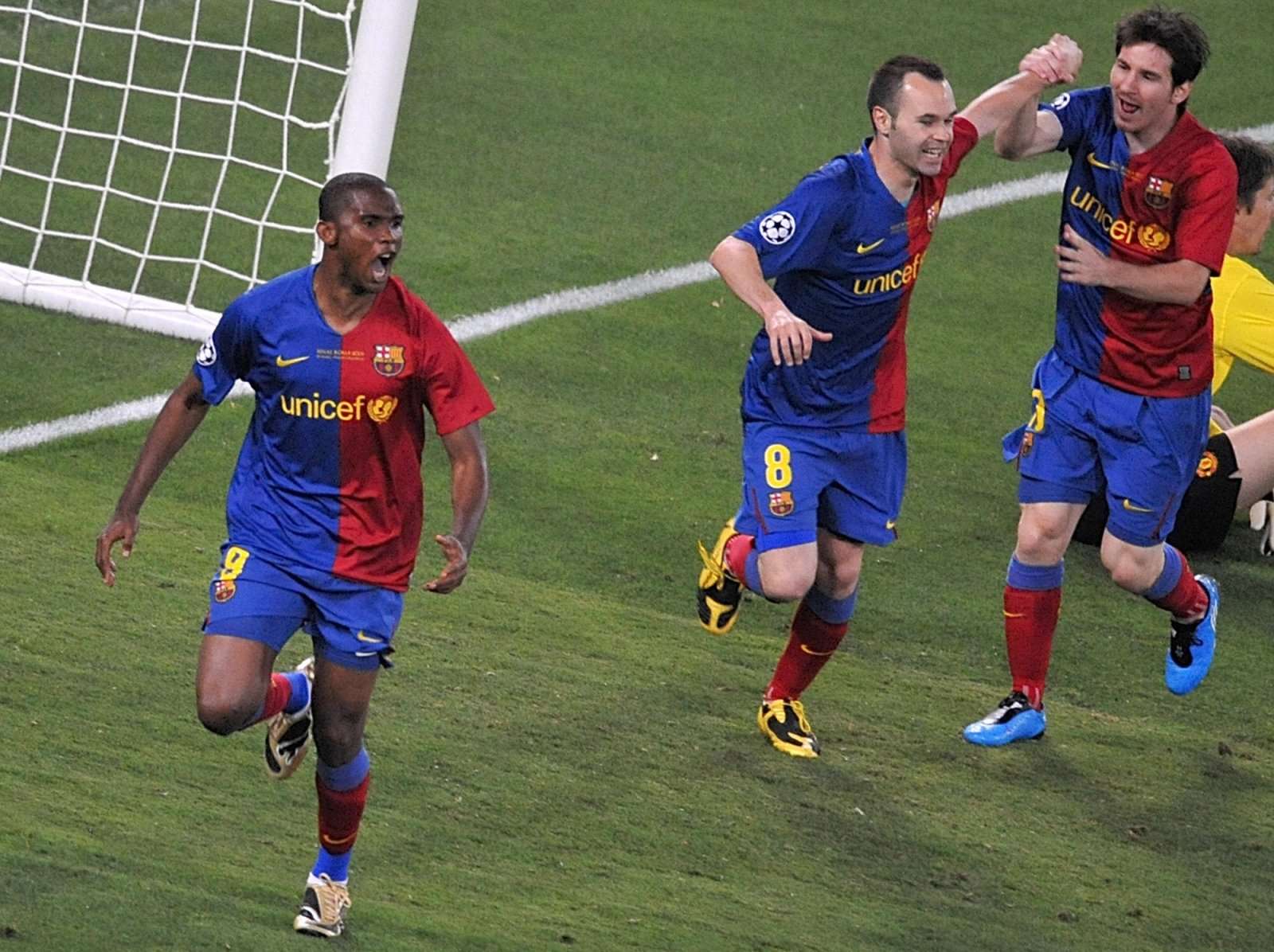 Eto'o, Messi and Iniesta during a game with Barca
