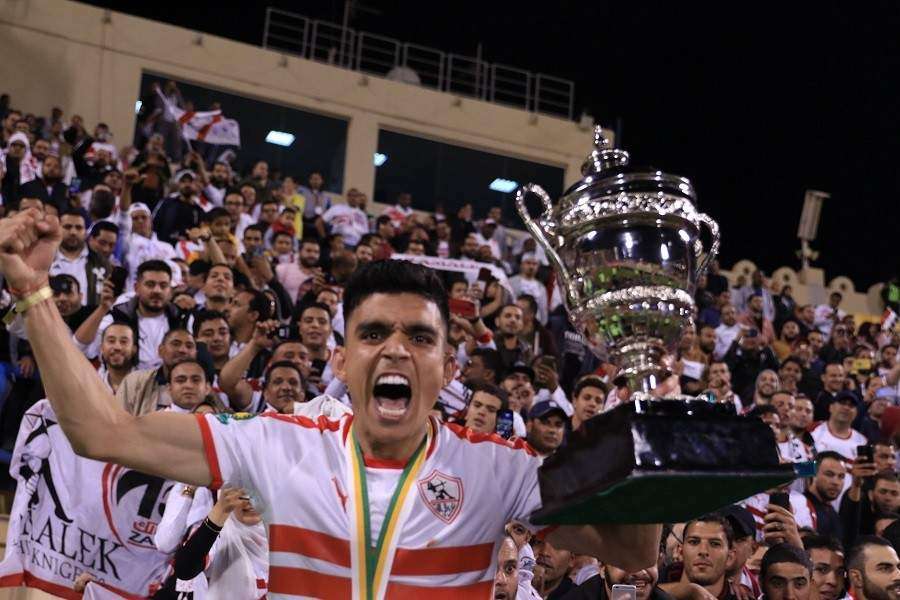  Bencharki is celebrating winning CAF Super Cup with Zamalek 