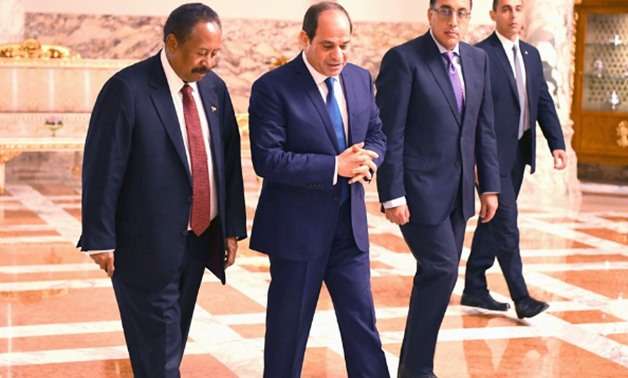 Sisi and Sudan's PM in Cairo- File Photo