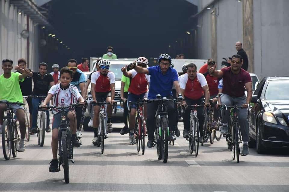 Minister of Youth and Sports Dr. Ashraf Sobhi Leads a Cycling Marathon in New Port Said Tunnels