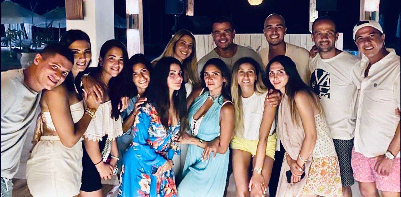 Amr Diab with actress Dina El Sherbiny and others