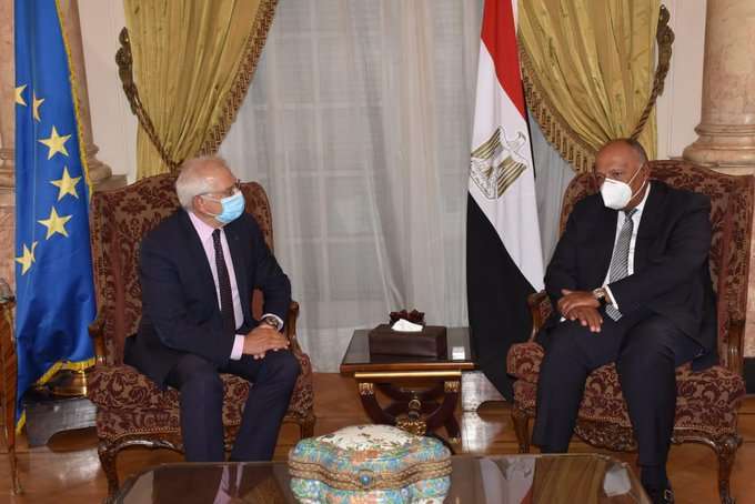 Shoukry Receives EU HR/VP Borrell at Tahrir Palace