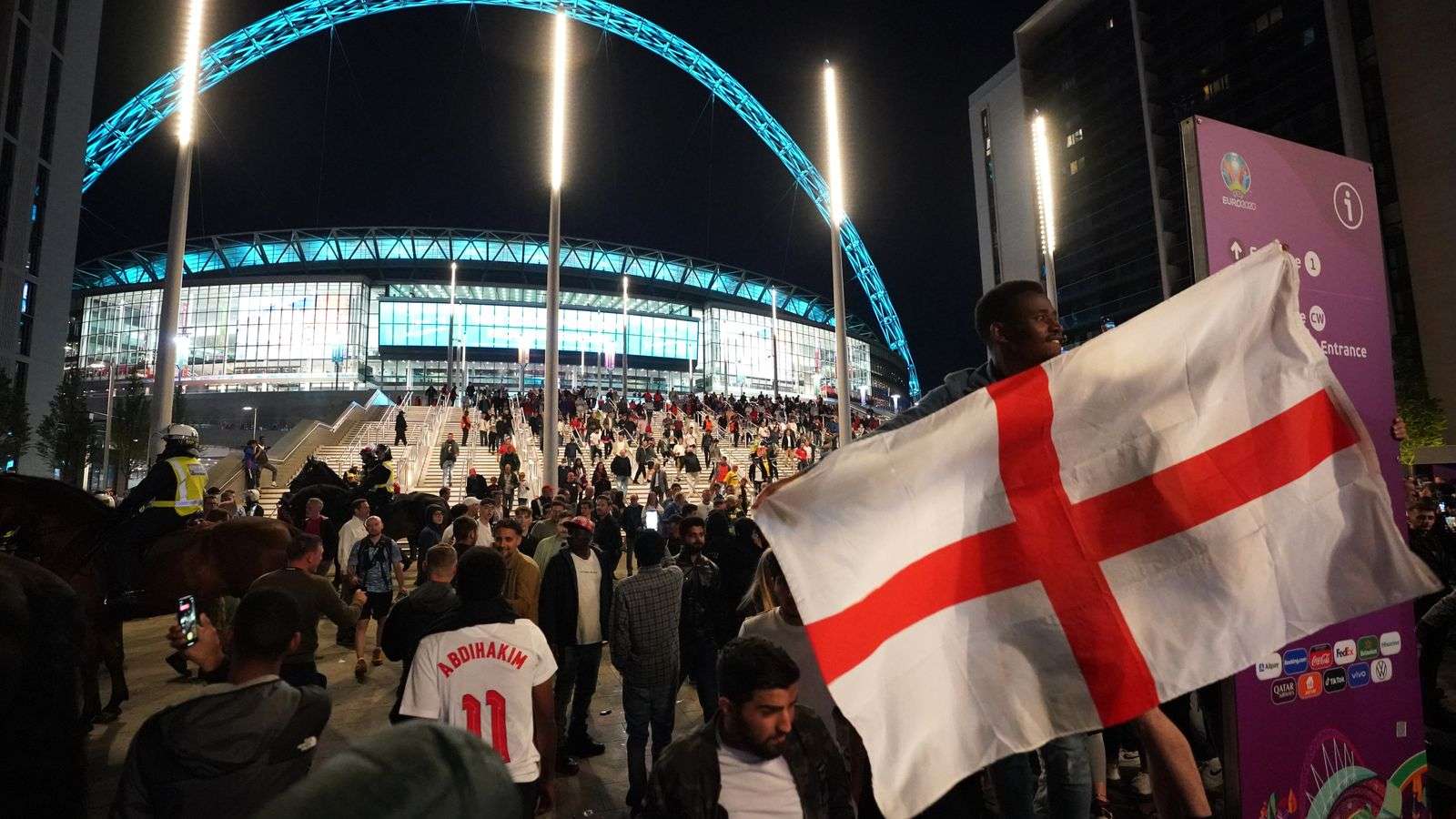 England fans celebrate outside Wembley