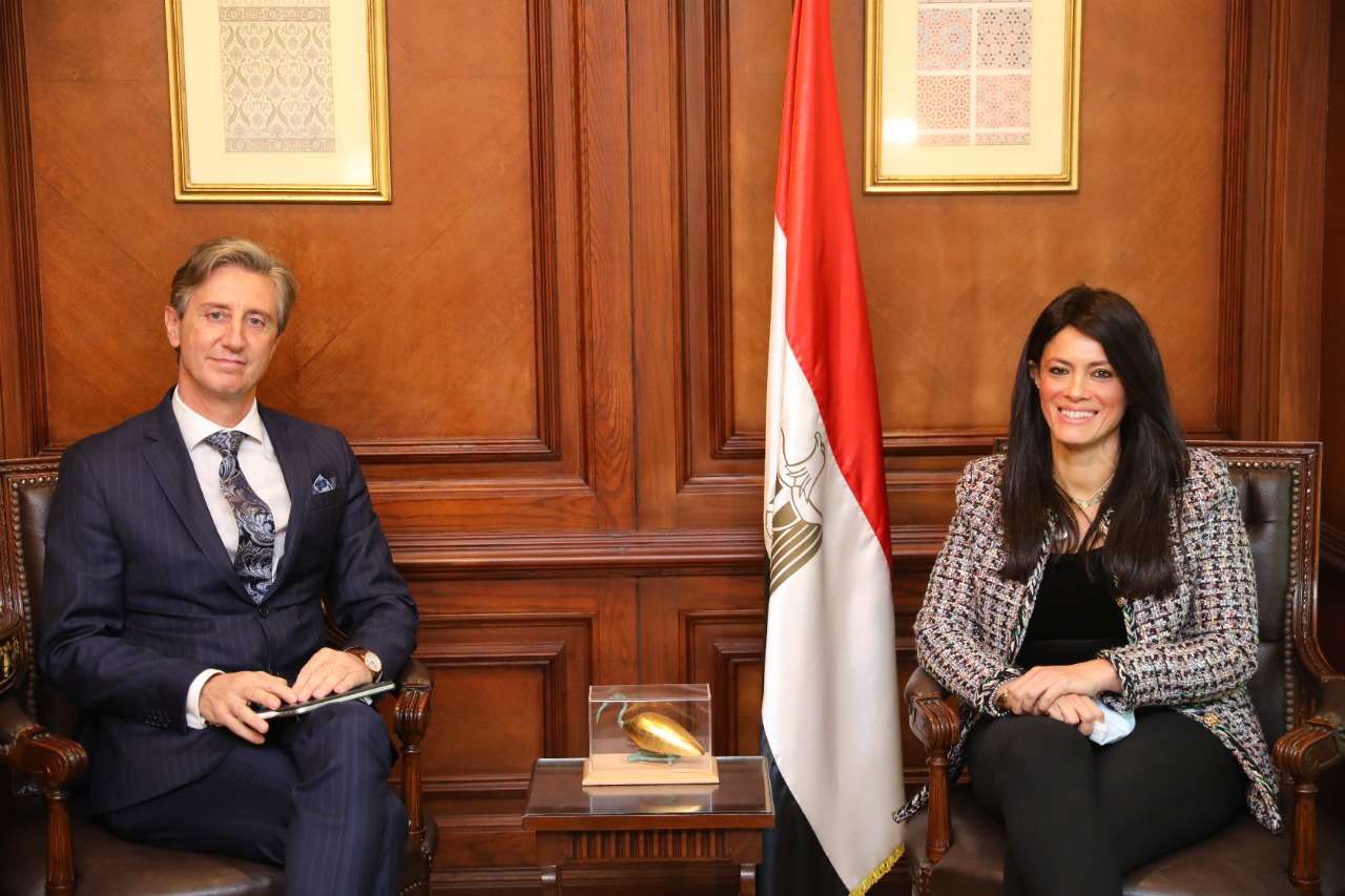 Minister of International Cooperation, H.E. Dr. Rania A. Al-Mashat with Alessandro Fracassetti, Resident Representative of the United Nations Development Program (UNDP).